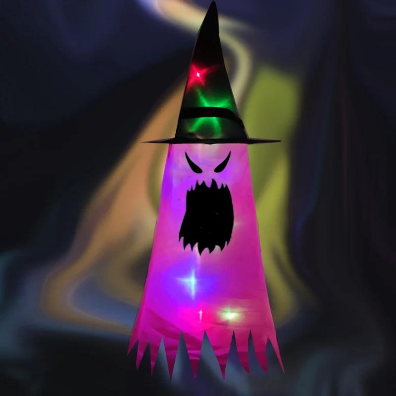 Halloween Decoration Luminous Hat Ghost LED Hat Garden Party Decoration Props Glowing Cute Witch Hat Halloween Pendant