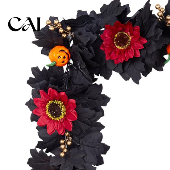 Reusable Holiday Props Halloween Artificial Maple Leaf Vine Decor, Fall Wall Hanging Garland Party Supplies for Scene, Spooky Thanksgiving Home
