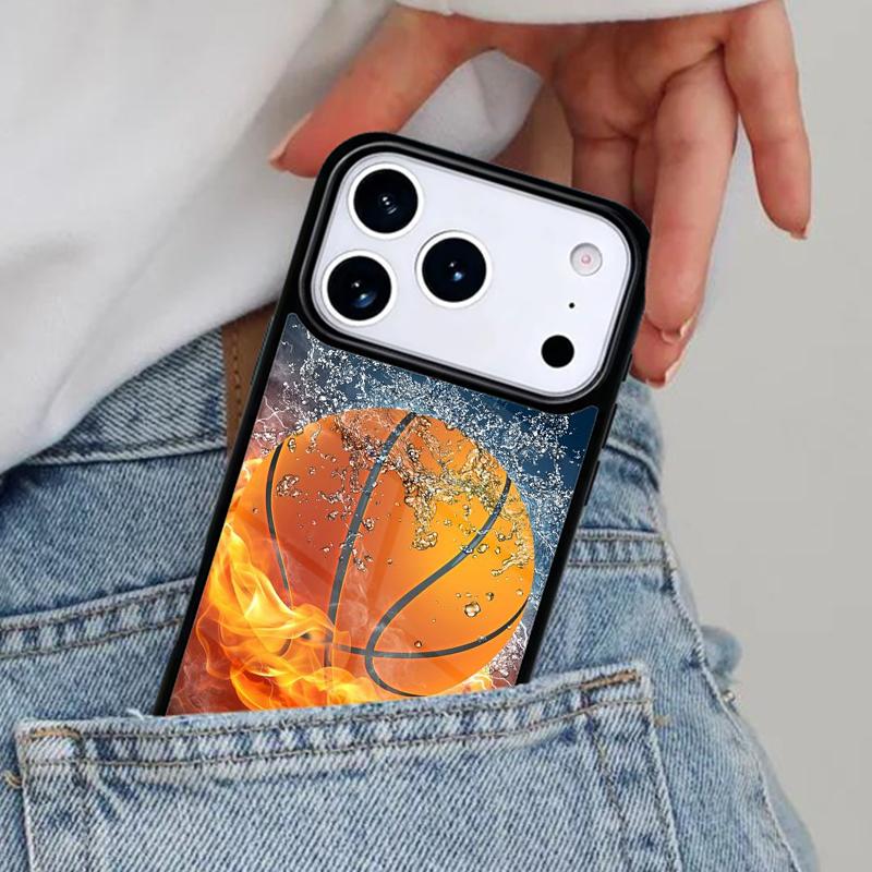 Basket Ball Flame Phone Case for iPhone 16e 15 14 13 12 17 Pro Max Plus Air 17pro Cover Coque