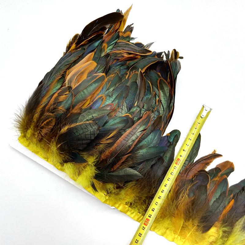 5-10Meter Natural Chicken Rooster Tail Feather Trims Fringe Plume for Needlework Sewing Accessories Decoration 13-18cm