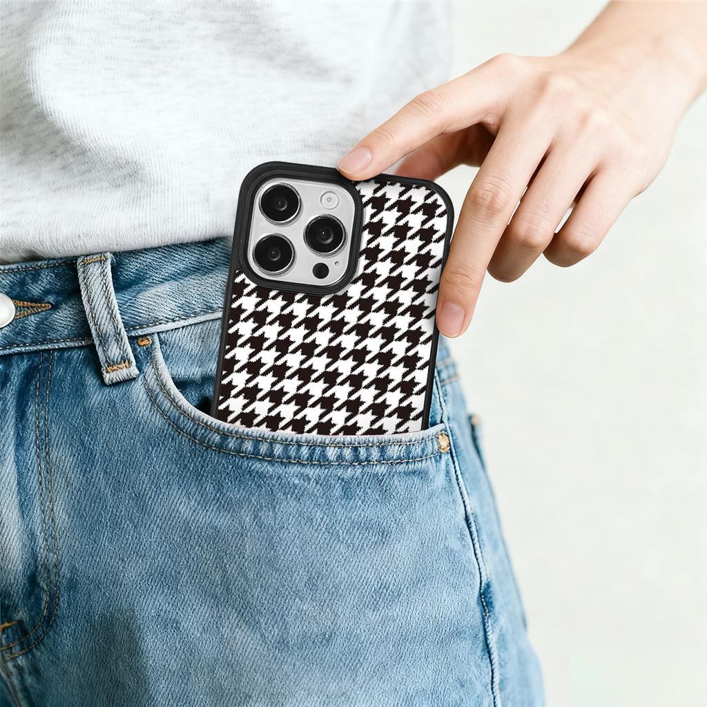 For iPhone 14 Pro Max Magnetic Case EYCASE Grid Series Black Edge TPU + Acrylic Cover
