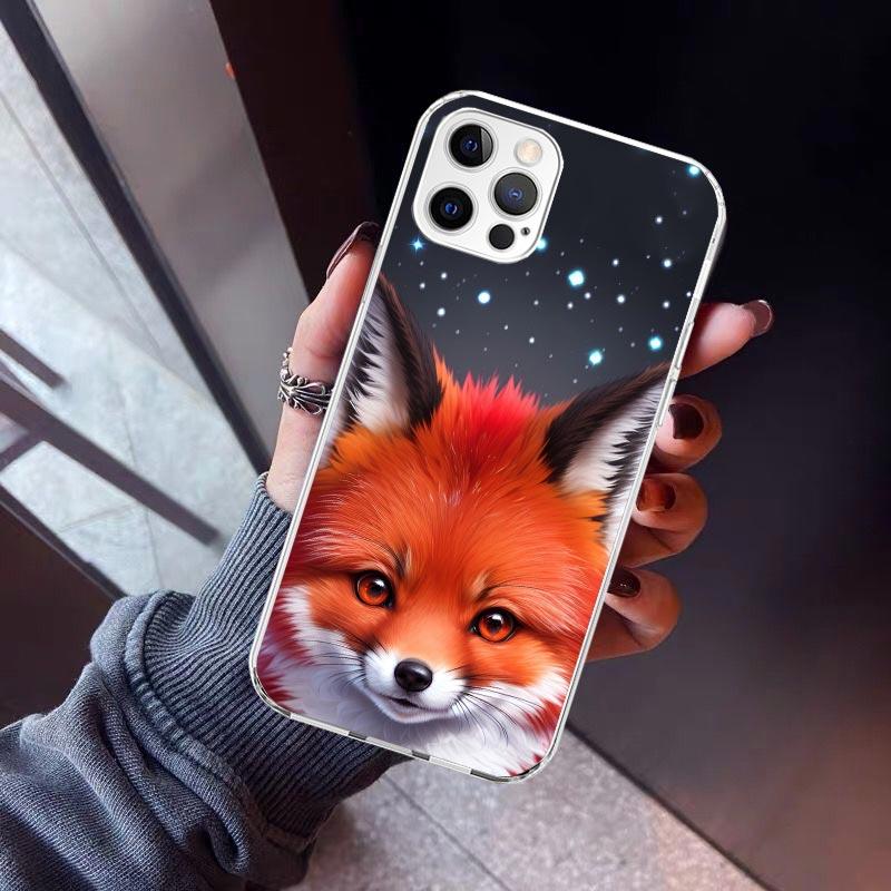 Animal Fox Phone Case For iPhone 17 Air 11 13 Mini 14 15 Plus 16 12 Pro Max 16E SE 7 8 Pattern Soft TPU Back Cover 13 12 Mini 1