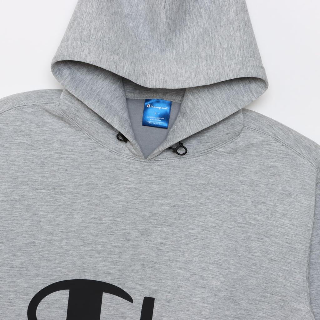 Толстовка с капюшоном и длинным рукавом, эластичная, с графическим принтом логотипа, 3LS, цвет Оксфорд, серый [Champion] WRAP-AIR Techweave(р) C3-AS101 Мужской