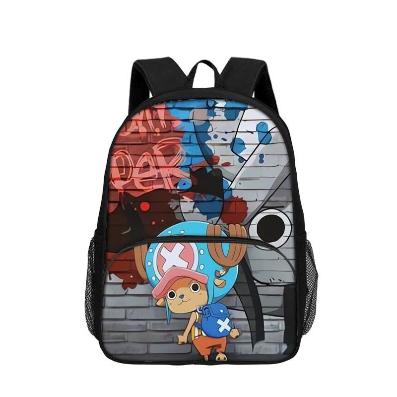 One Piece Monkey D. Luffy with Front Pocket Backpack Students Kids School Bags Bookbag Travel Large Capacity Backpack