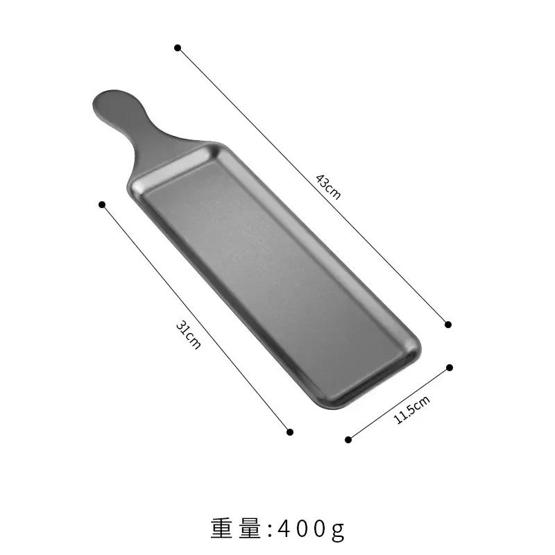 Прямоугольная тарелка из нержавеющей стали, тарелка для стейков в западном стиле, золотистая тарелка для барбекю с плоским дном, поднос для закусок