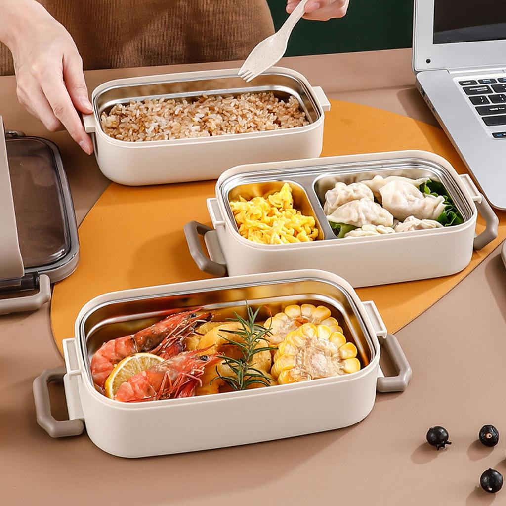 Stainless Steel Bento Box for Adults Kids Japanese Leakproof Lunch Box Divided Food Meal Storage Containers Set Stackable 2 Layer for Children School