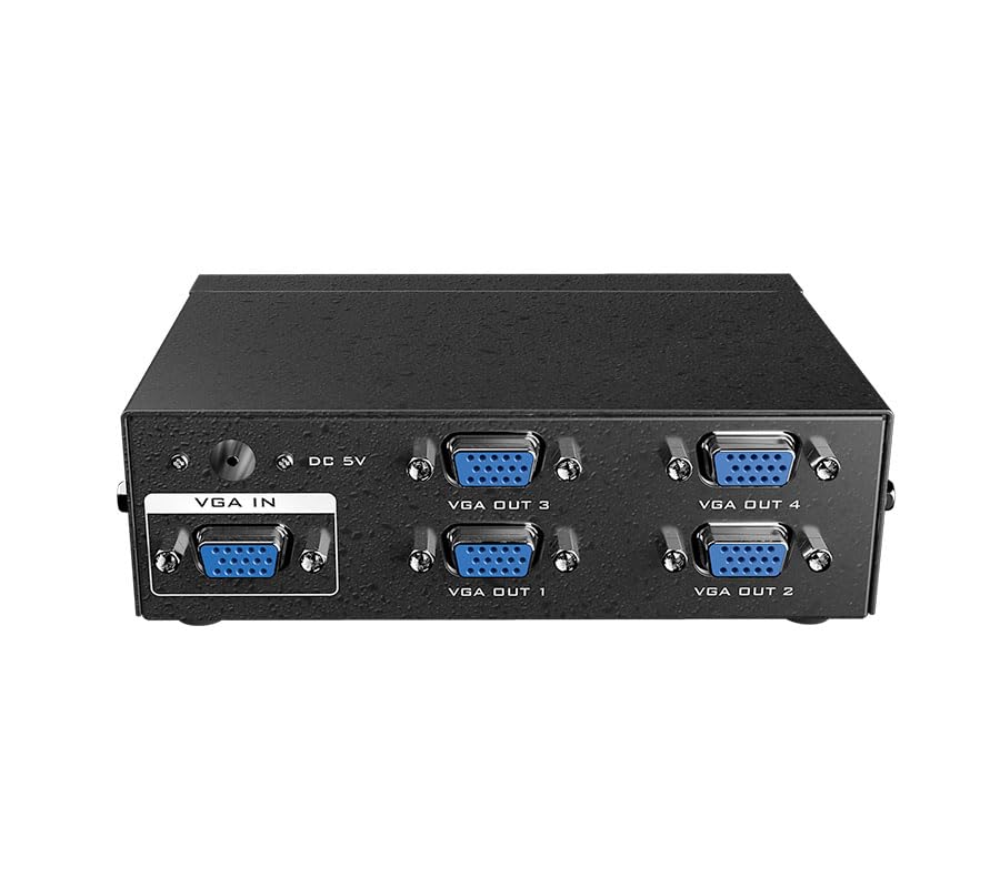 Разветвитель VGA MT-VIKI, 1 вход, 4 выхода, 4-портовый разветвитель VGA, одновременный вывод на 4 экрана, 350 МГц видеораспределитель-дупликатор для 1 ПК, двойной