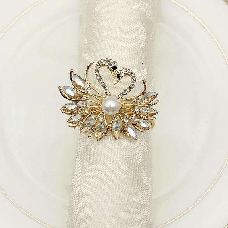 10 шт./лот Кольцо для салфеток с кристаллами и бриллиантами Swan, свадебный набор, высококачественная пряжка, настольные украшения, новые