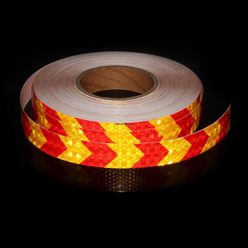 Arrow 25mm*5m Reflective Bicycle Stickers Self-Adhesive Reflectors Waterproof Warning Tape Strips For Car Bike Helmet Motorcycle