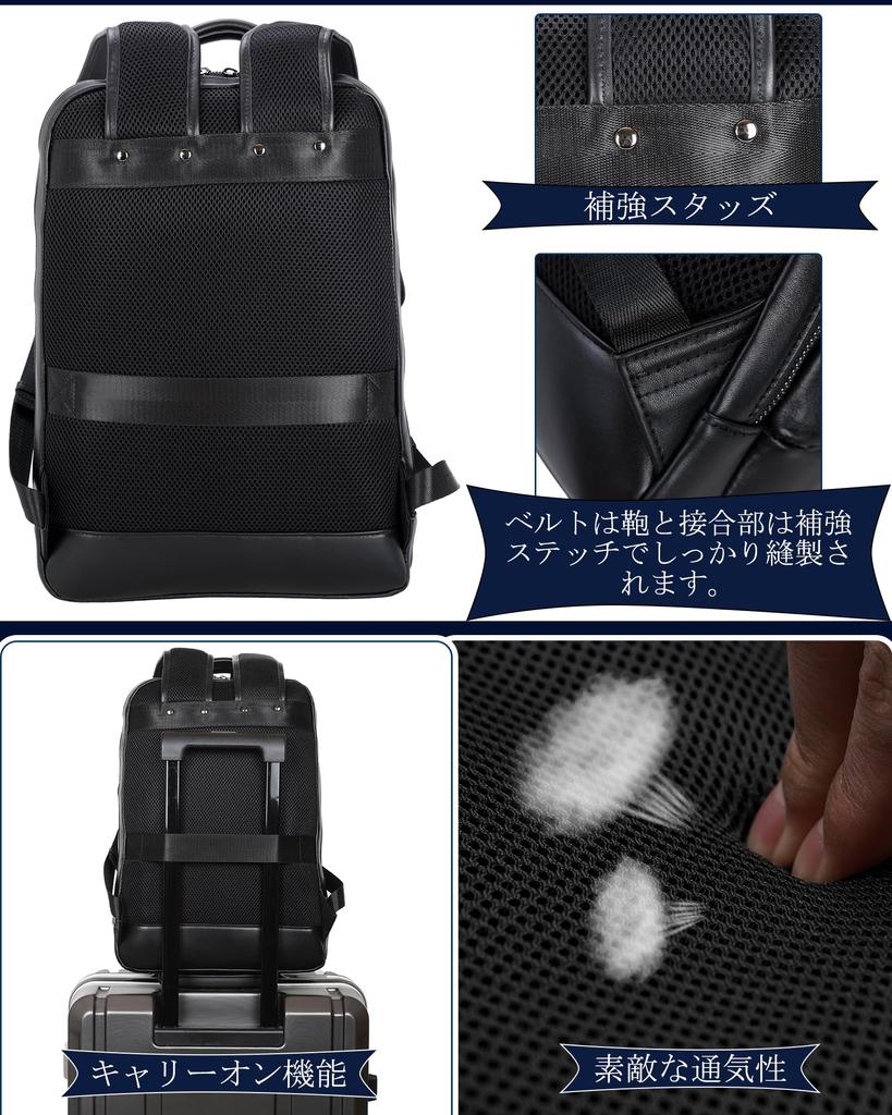 Masa Kawa Genuine Leather Business Backpack Leather Waterproof YKK Zipper Laptop Bag Compatible with Inch Computer Large Capacity Multifunctional