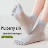 Women's Breathable Mulberry Silk Five-Toe Mid-Calf Socks - Summer Mesh Split-Toe Sports Short Socks
