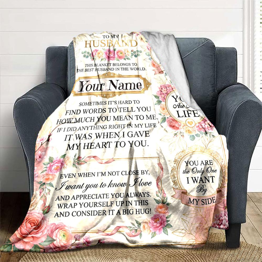Love Letter Husband Customize Your Name Blanket Warm Comfortable And Soft Blankets Are Suitable For Home Lunch Break Blanket Office Sofa Sofa Gift To