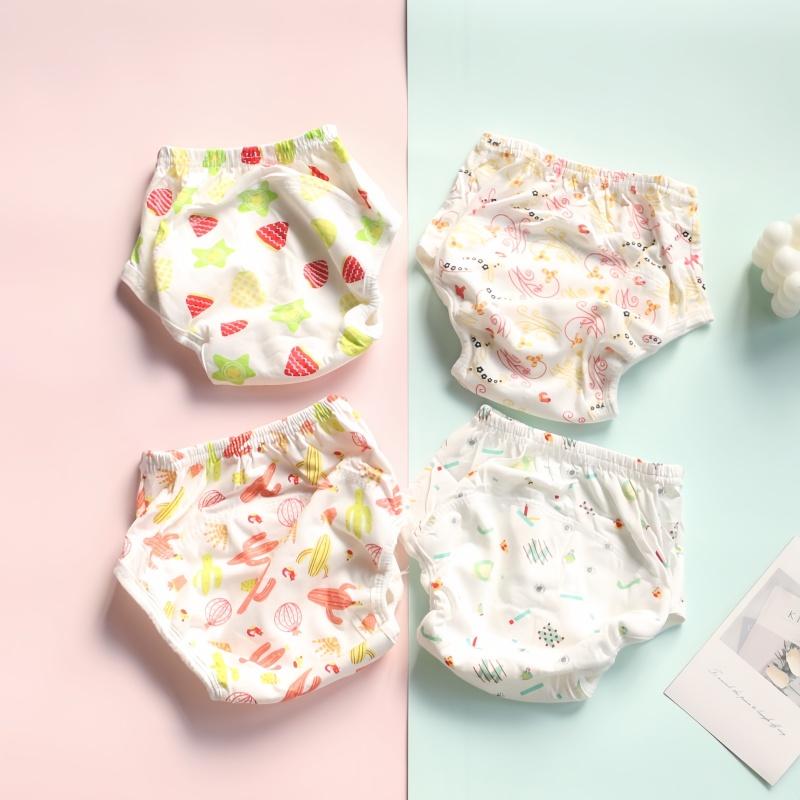 4Pcs BoysCotton Diaper Nappies Pants Reusable Washable Baby Diapers