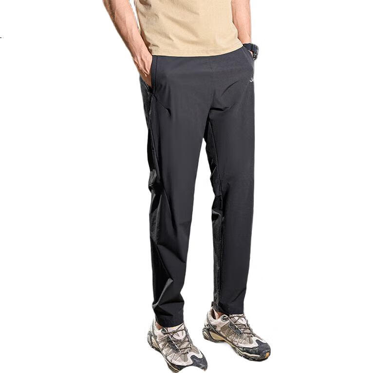 JEEP Casual Pants for Men, Loose Straight-Leg Trousers, Long Pants, Breathable Sports Pants for Men, Black, 3XL