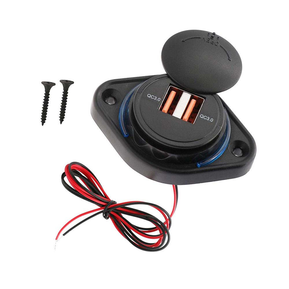 Быстрая зарядка QC 3.0 Dual USB зарядное устройство со сдвижной крышкой 36 Вт водонепроницаемое 12 В/24 В быстрая зарядка USB зарядное устройство для автомобиля лодки автобуса автофургона дома