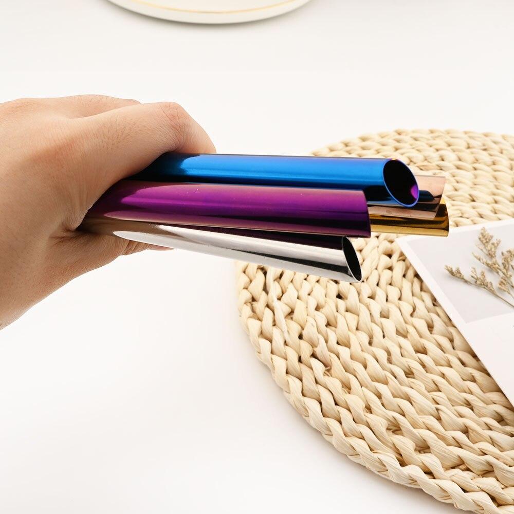 Straight Straw with Brush Tubes Reusable Metal Straw 304 Stainless Steel Drinking Straws Large 12mm Bubble Tea Milkshake Straw