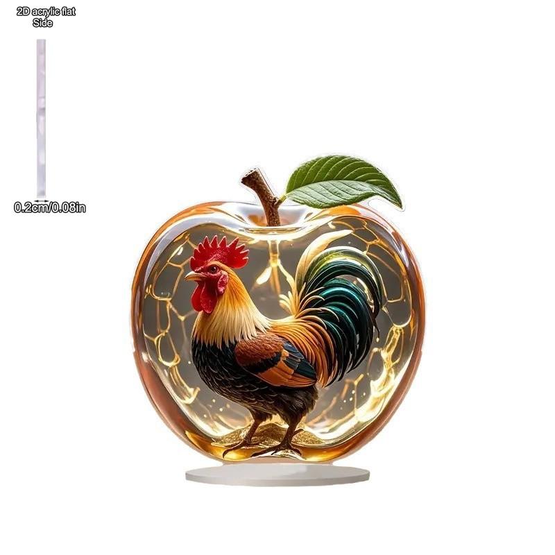 2D Flat Acrylic Rooster Decoration, Indoor and Outdoor Decoration - No Battery/electricity Required, Free Day Decoration, Shop Decoration, Durable O