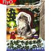 Úplný čtverec Diamantový obraz Kočičí křížkový steh Nový příchod Diamantová mozaika Sada vánočních zvířátek z drahokamu Ručně vyrobený dárek
