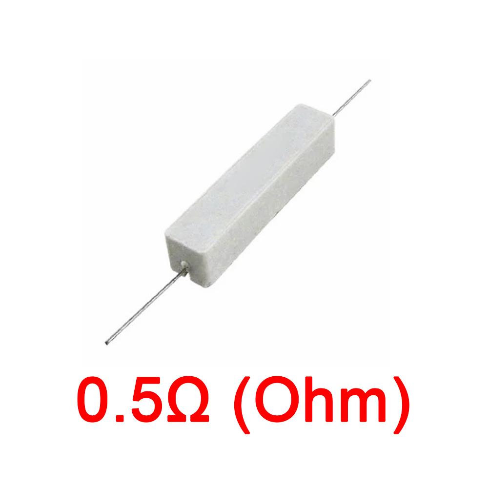 10PCS Wirewound Ceramic Cement Power Resistor Fixed Horizontal 20W Watt 0.1ohm - 100Kohm Vertical Axial Lead Resistance 5% 0.1/0.22/0.47/100/1K R Ohm