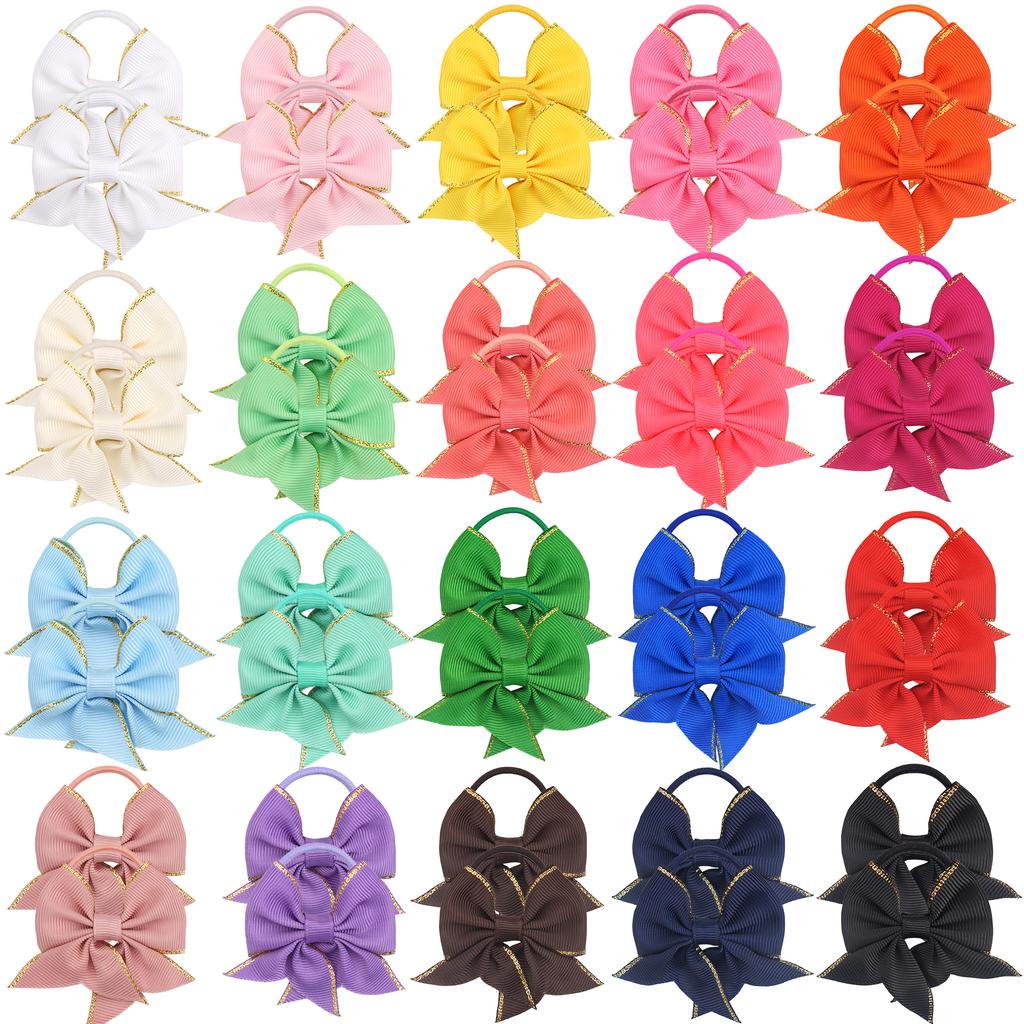 16 Pieces Babies Tiny 3 Inches Hair Bows Rubber Bands Hair Ropes Ponytail Holders for Baby Girls Infant Kids Hair Acessor