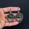 Серьги из малахита, украшения из меди 999 пробы с проволочной оплеткой, подарок для женщин, серьги ручной работы, украшения с драгоценными камнями