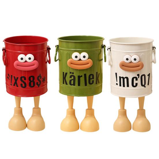 Cartoon Pen Holder Desktop Pen Organizer for Office Desk Storage Cute Pencil Marker Holder Simple Retro Storage Bucket