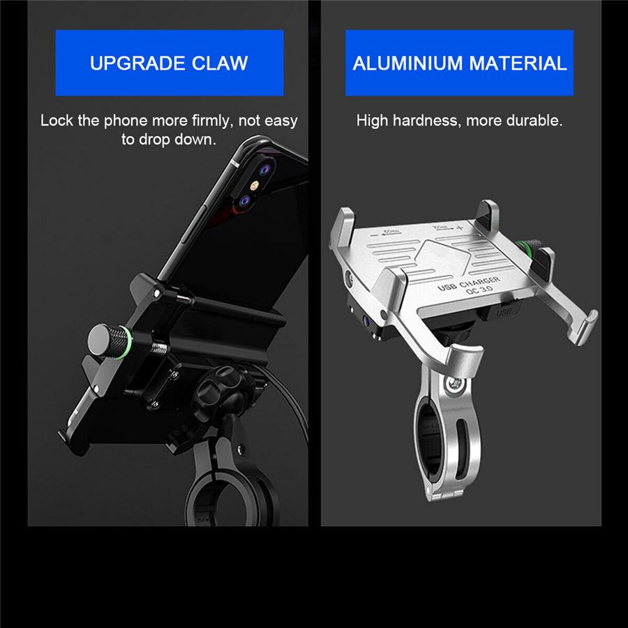 Motorcycle Scooter Phone Holder Qc3.0 Usb Fast Charger Handlebar Mount