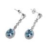 Blue Sapphire Topaz Earring for Women 925 Silver Bizuteria Gemstone Aretes De Mujer Oorbellen Drop Earring for Girl Orecchini