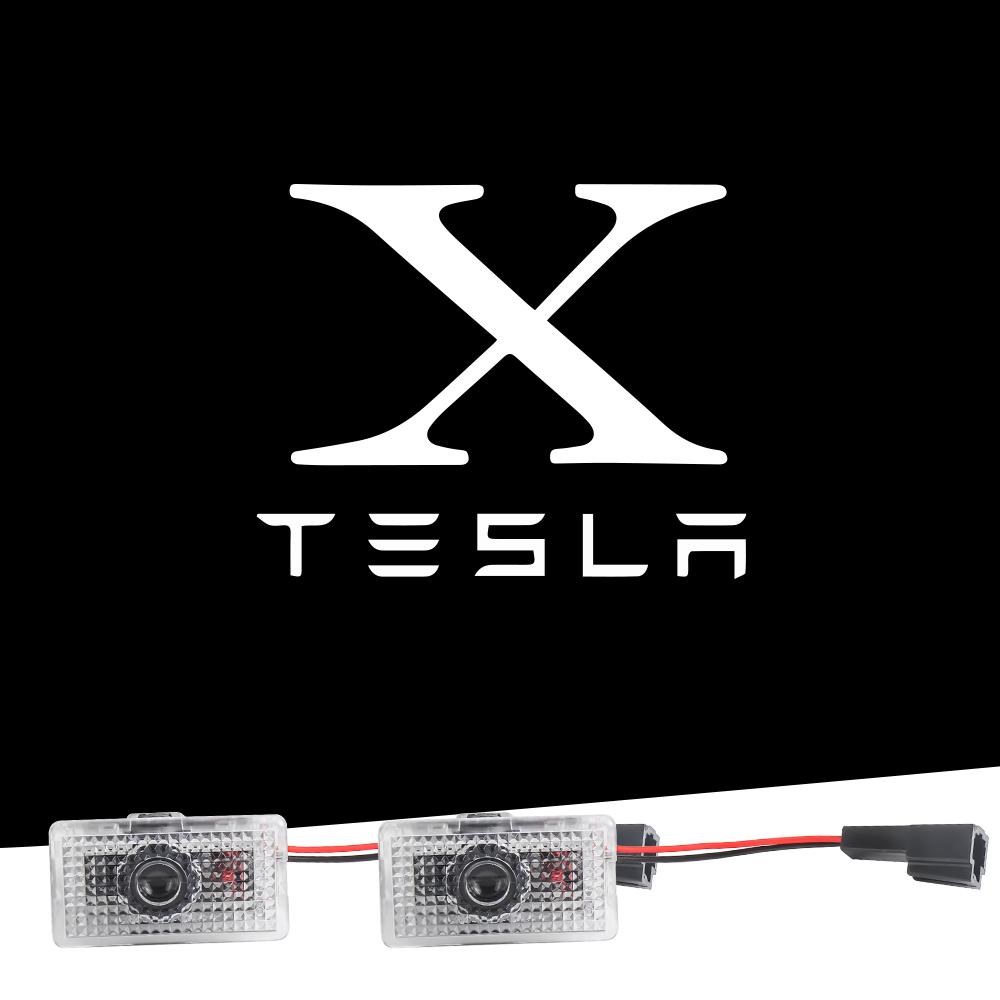 ZQEZ5 For Tesla Model Y 3 S X Car Door LED Logo Projector puddle lights HD Welcome Light 3D Laser Ghost Shadow Light Model 3