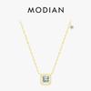 925 Sterling Silver Simple High Quality Square Zirconia Necklace Pendant Trendy Gold Color Link Chain For Women Jewelry