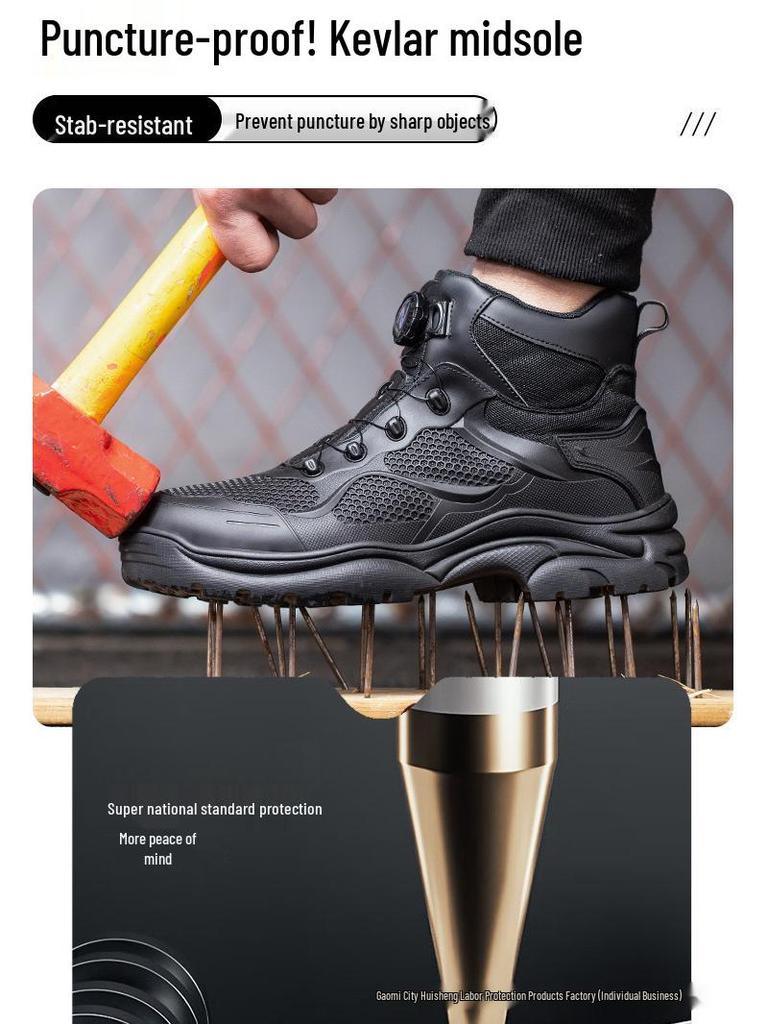 Рабочие ботинки SHEIN с высоким берцем и защитой от ударов: Легкий, Удобный, Складной, Защищенный от проколов.