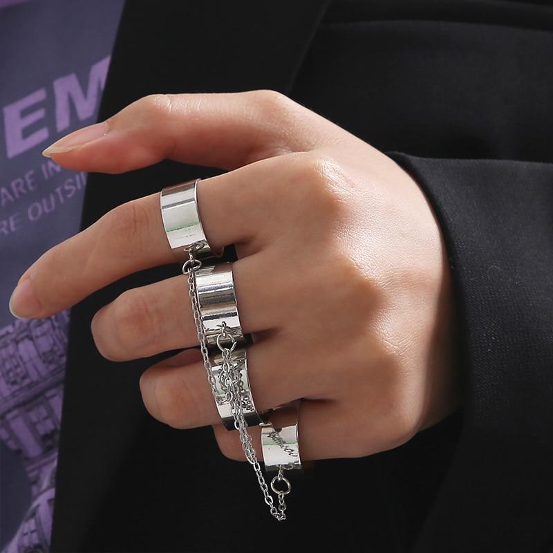 iF ME Punk Vintage Silver Color Poker Billiards Ring Set for Women Gothic Heart Anillos Hip Hop Y2k Korean Fashion Male Gift Jewelry