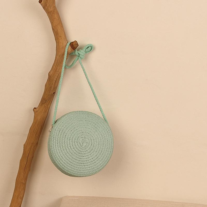 Модные круглые соломенные сумки для женщин, летние плетеные пляжные сумки, ручная работа, сумка через плечо, богемская сумка-мессенджер, сумка-тоут KTY