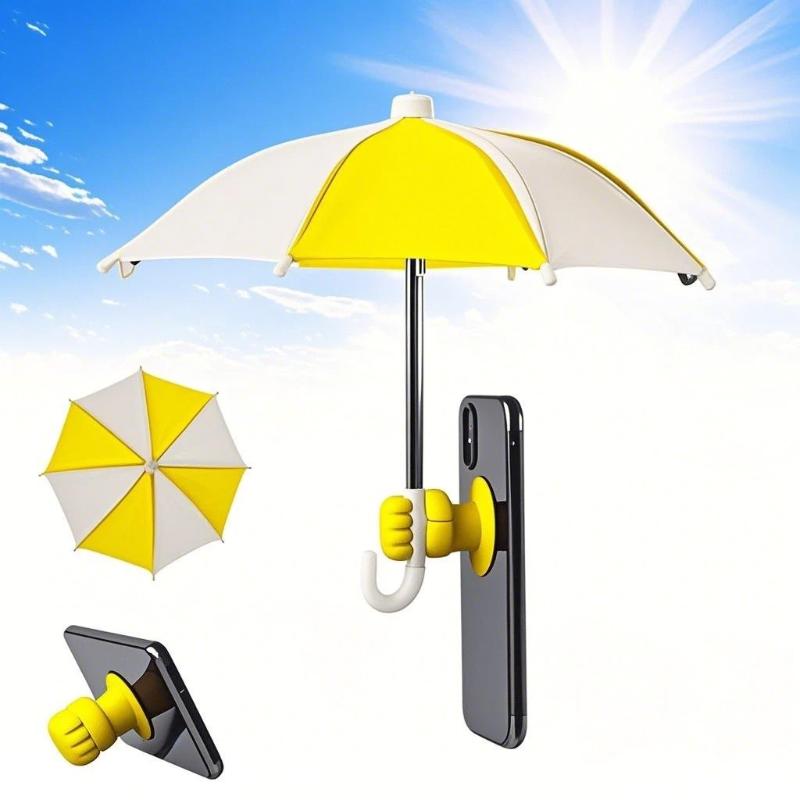 Mini Waterproof Phone Umbrella 1Pcs Anti-UV Sun Shade Clip On for Outdoor Live Streaming Selfie Camping Activities