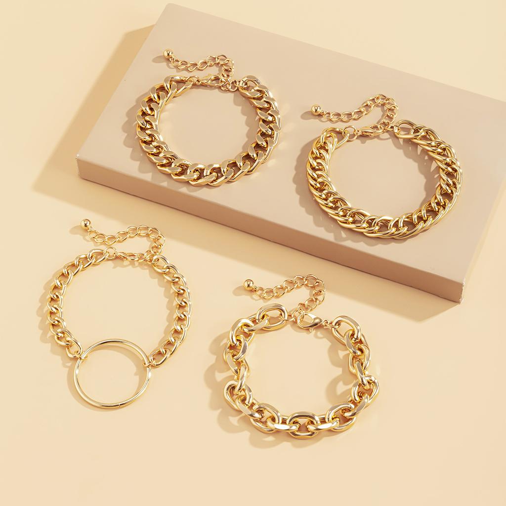 Браслет мода личность простая металлическая цепочка комбинированный браслет геометрический холодный ветер полые украшения