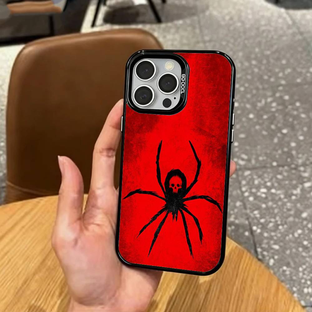 cool S-Shadow S-Spider Phone Case For iPhone17,16,15,14,13,12,11 Plus,Pro Max Colored Silver Plated Inside Cover