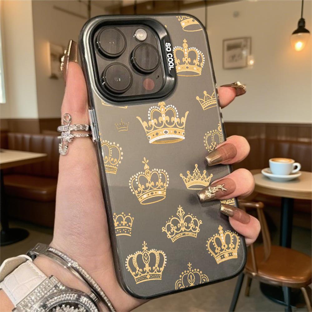 Потрясающий золотой чехол-корона для iPhone 16 15 14 13 12 11 Pro Max Mini, противоударный, защищающий от царапин, жесткая защитная крышка