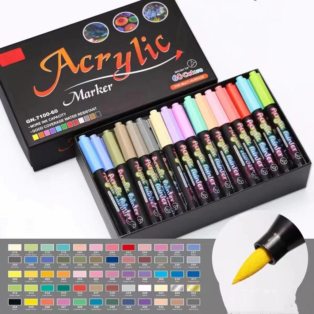 Мягкие кисти для акриловых маркеров с ультратонкими кончиками и маркеры-кисти для рисования камней, кусков дерева, керамики, рождественских украшений