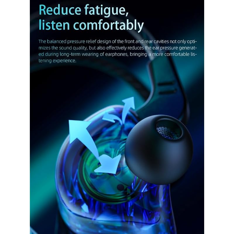 [New release] 3.5mm earphone wired over-the-ear earphones Canal type with microphone Hard to fall off It won't come off Listen while using earphones