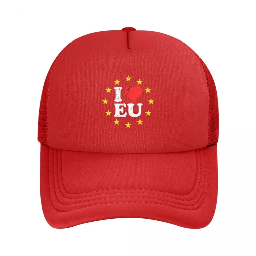 I Love Eurovision  Rainbow Pattern Mesh Baseball Caps Snapback Fashion Baseball Hats Breathable Casual Casquette Outdoor Unisex
