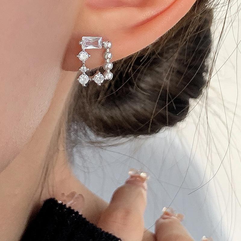 Супер Вспышка Серьги-зеркала Магический Кубик Сахара Холодный Ветер Индивидуальность Геометрическая Коробка Циркон Пусеты Ранняя Весна