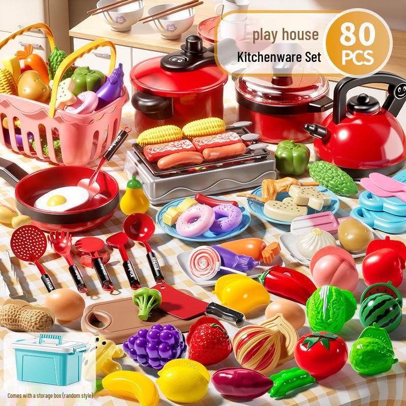 Мини Кухонный Игровой Набор: Детская имитация кухонной посуды с разрезаемыми фруктами