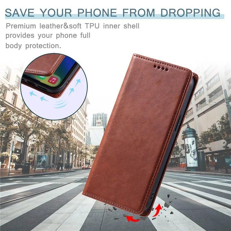 Кожаный чехол-бумажник для телефона с картой для iPhone 15 Pro Max 14 Plus 13 12 Mini 11 для Samsung Galaxy S23 Ultra S22 S21 S20 FE A54 A34 A14 A73 A53 откидная крышка