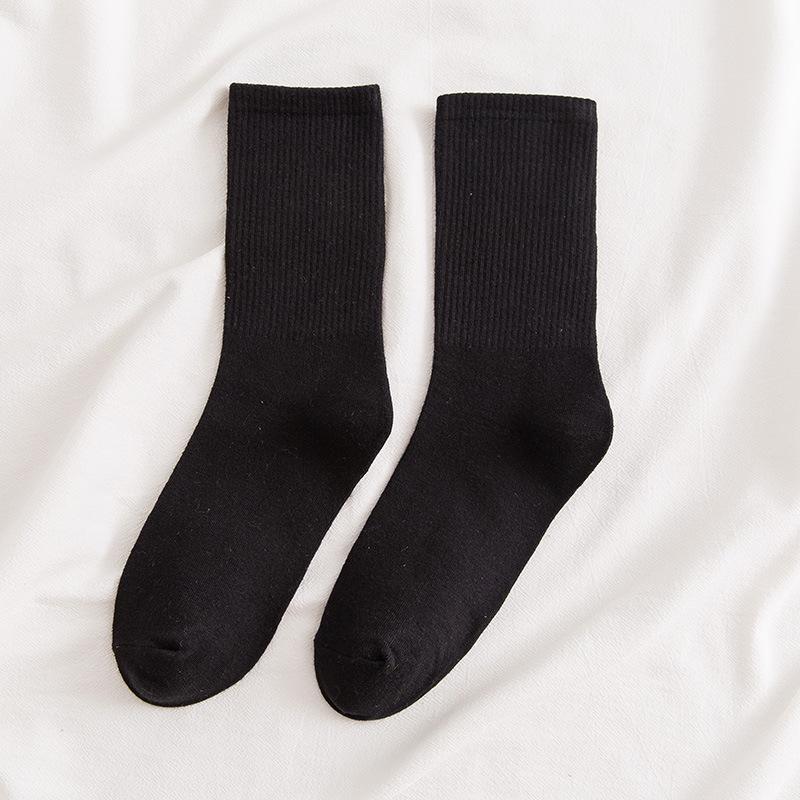 Женские хлопковые носки до середины икры – однотонные, высокоэластичные, универсальный фасон «пузырь» для осени и зимы.