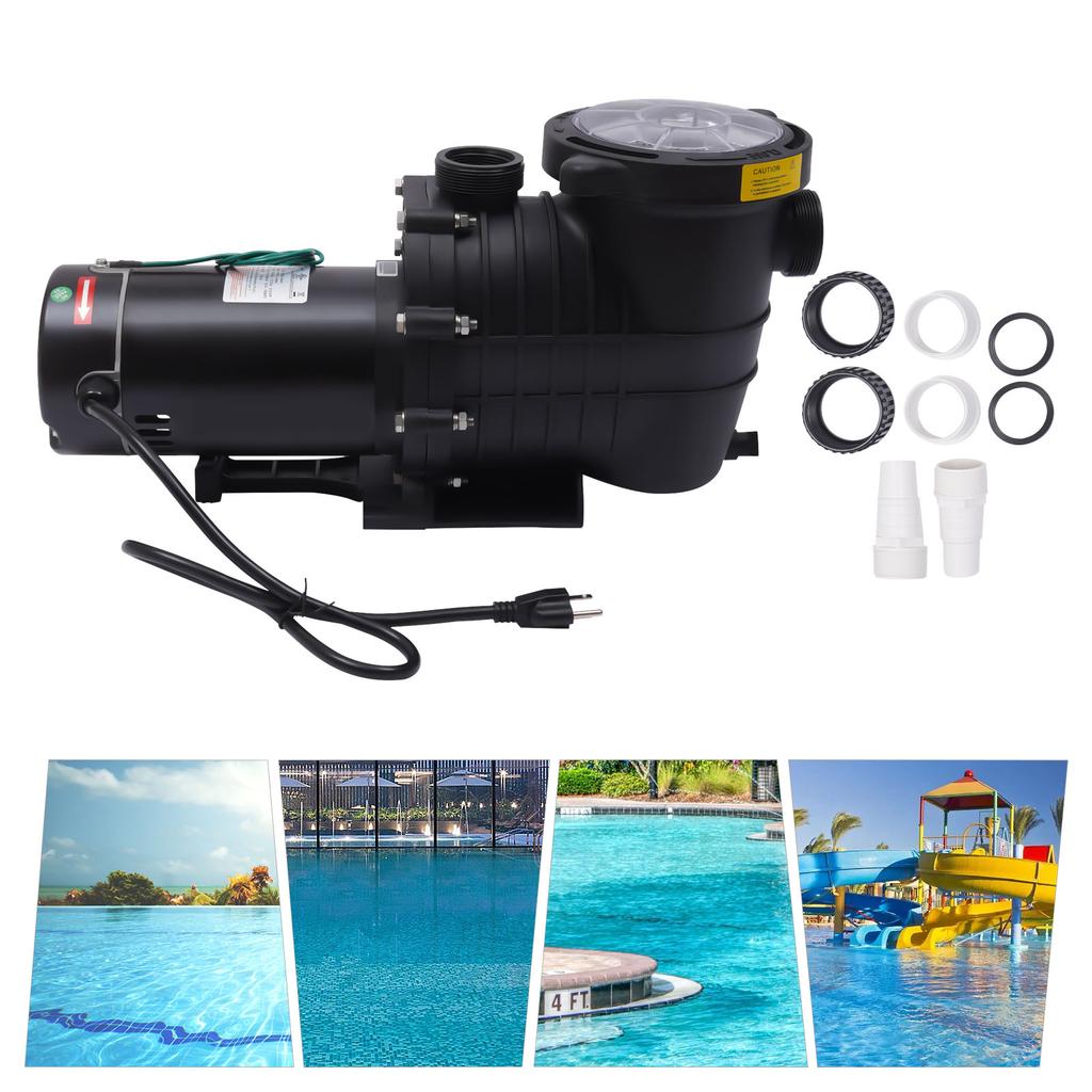 Насос для бассейна 2 л.с., 118,8 галлонов в минуту, для заглубленных и надземных бассейнов, водяной насос с сетчатым фильтром, двигатель 1500 Вт из чистой меди, 3450 об/мин