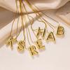 Stainless Steel Gold Color Chunky Alphabet Balloon Bubble Initial Letter Pendant Necklace for Women Charm Necklace Jewelry Gift