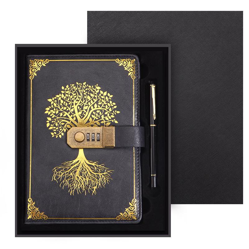 Подарочный набор из ретро-блокнота с паролем формата А5: Ежедневник деловых встреч в офисе с возможностью настраиваемого логотипа.