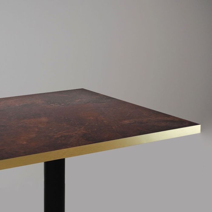 Table 70 X 70 Cm - Round Model, Rust Rock, Brass Edges