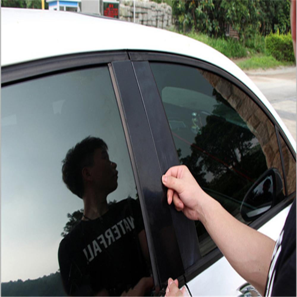 New 4PCS Glossy Piano Black Car Door Window Trim Pillar Posts Cover For Ford Fiesta