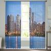 City Sea Evening Tulle Curtains for Bedroom Hall Living Room Decor Chiffon Curtain for Balcony Kitchen Home Drapes